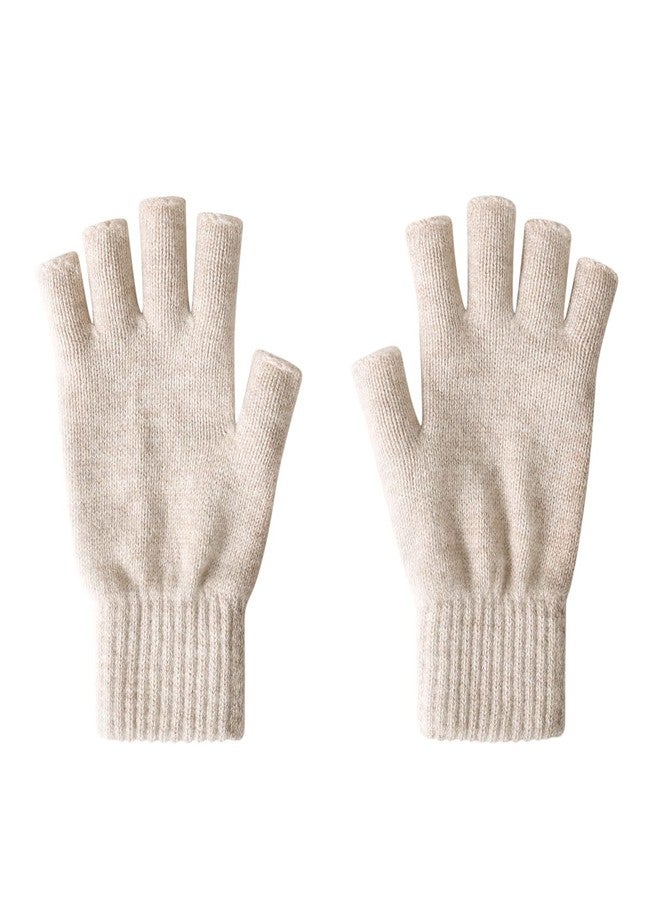 iMongol Pure Wool Women Men Unisex Half Fingers Fingerless Gloves Mittens, Outdoor Tactical Glove for Hunting & Hiking, Made in Inner Mongolian (Camel Grey) - Image 1